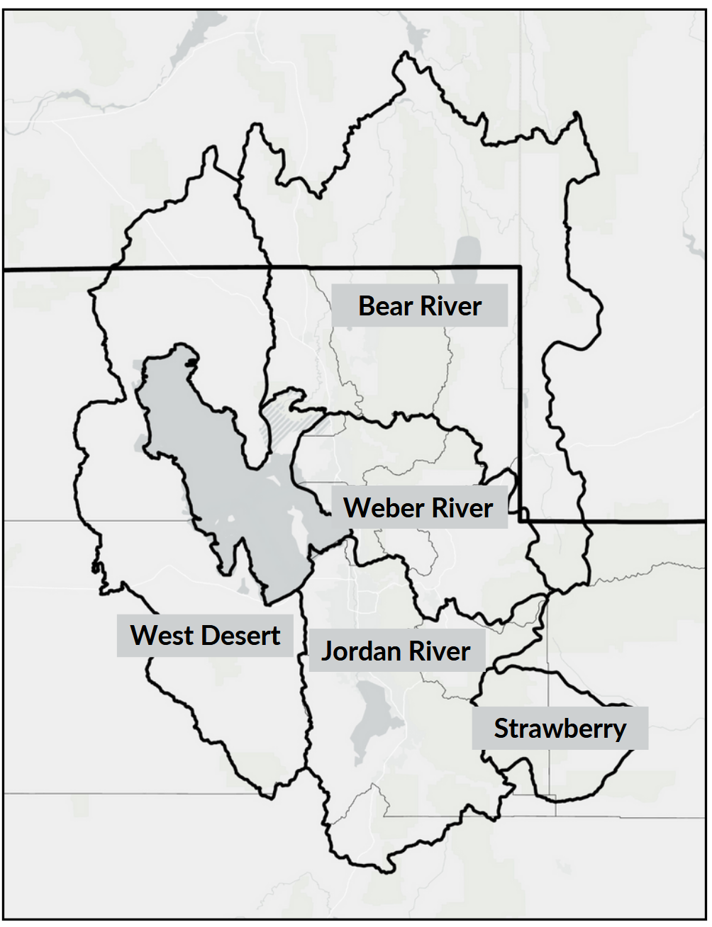 Map of watershed subbasins in the Great Salt Lake Basin
