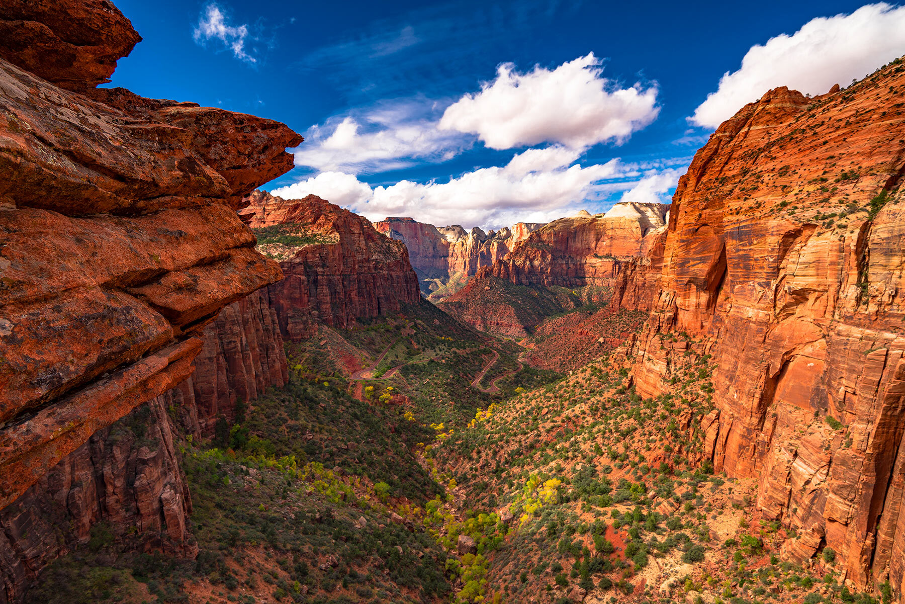 Aerial of canyon in Zion National Park