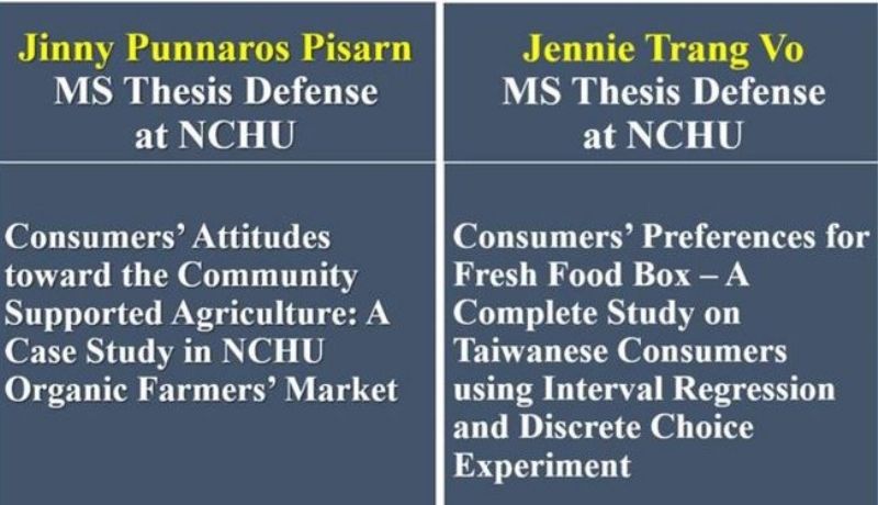 USU Applied Economics Professor Mentors 2-NCHU M.S. Graduate Students through Defense