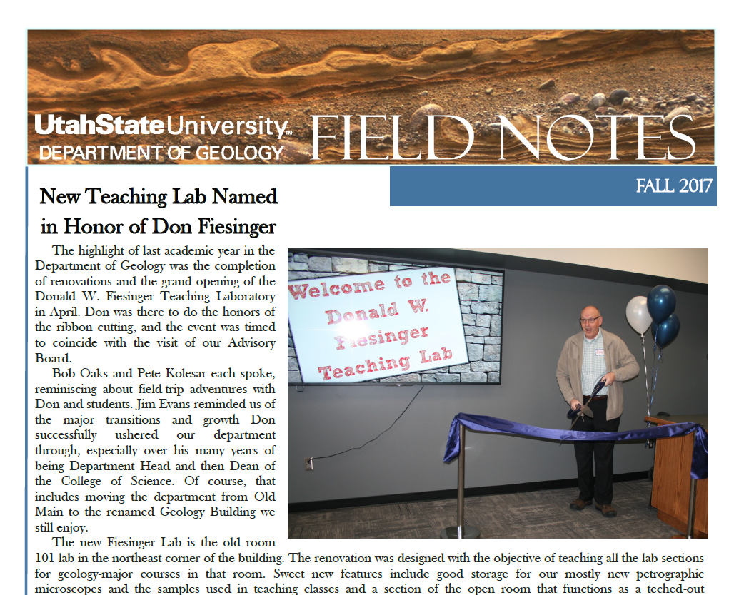 cover page of newsletter